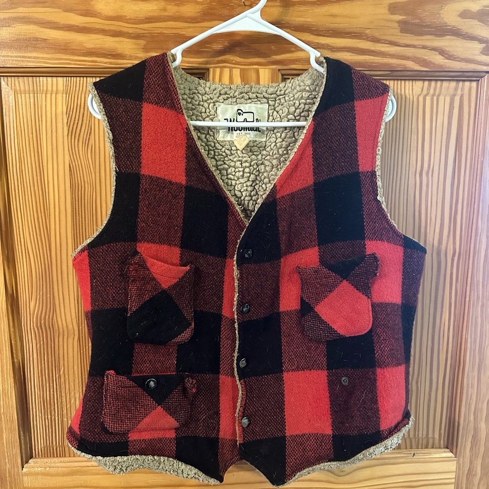Woolrich buffalo plaid vest, Vermont hunter, farmer, logger, vintage, size L